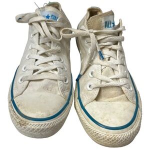 Converse Chuck Taylor All Star White Blue Trim Low Top Sneakers Womens Size 10